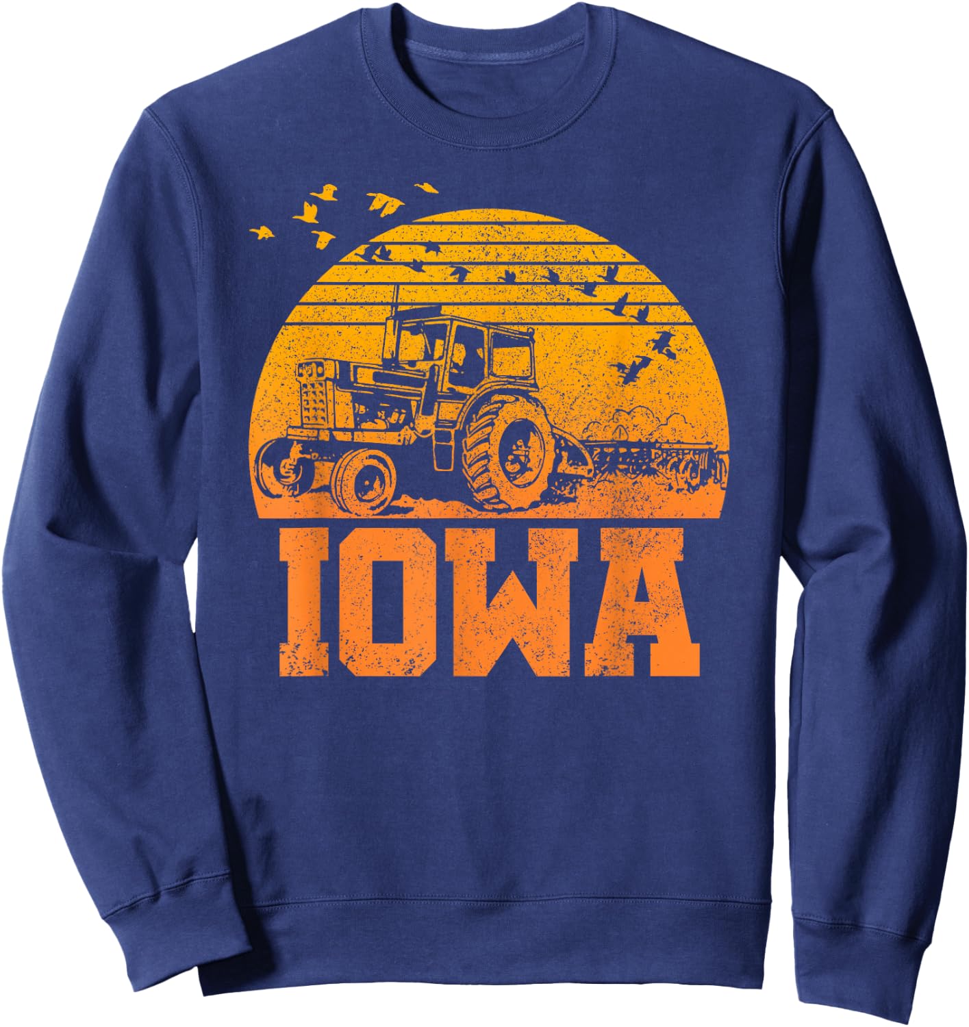 Iowa - Vintage Retro Tractor Farmer Shirt Gift Sweatshirt - Sweatshirt | Navy