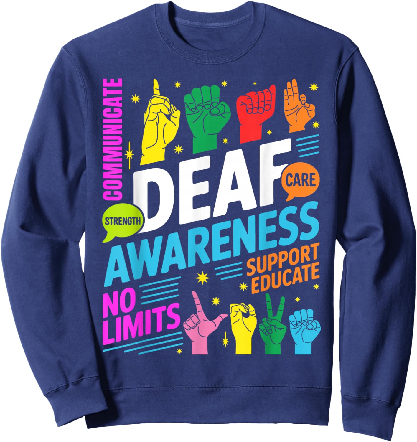 Deaf Awareness Month Inclusion CODA Support ASL Sweatshirt - Sweatshirt | Navy