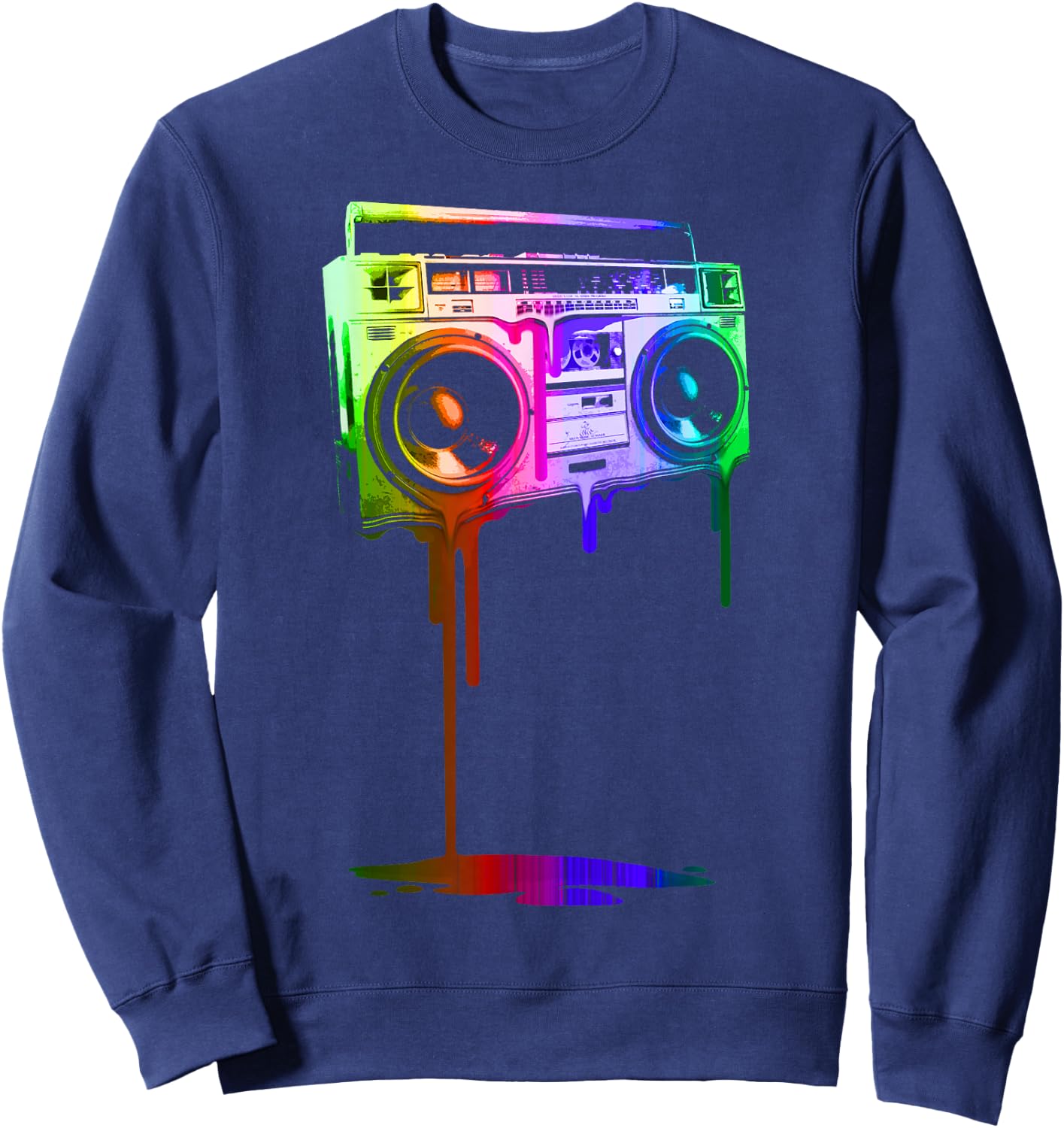 Melting Boombox in Digital Rainbow Colors Sweatshirt - Sweatshirt | Navy
