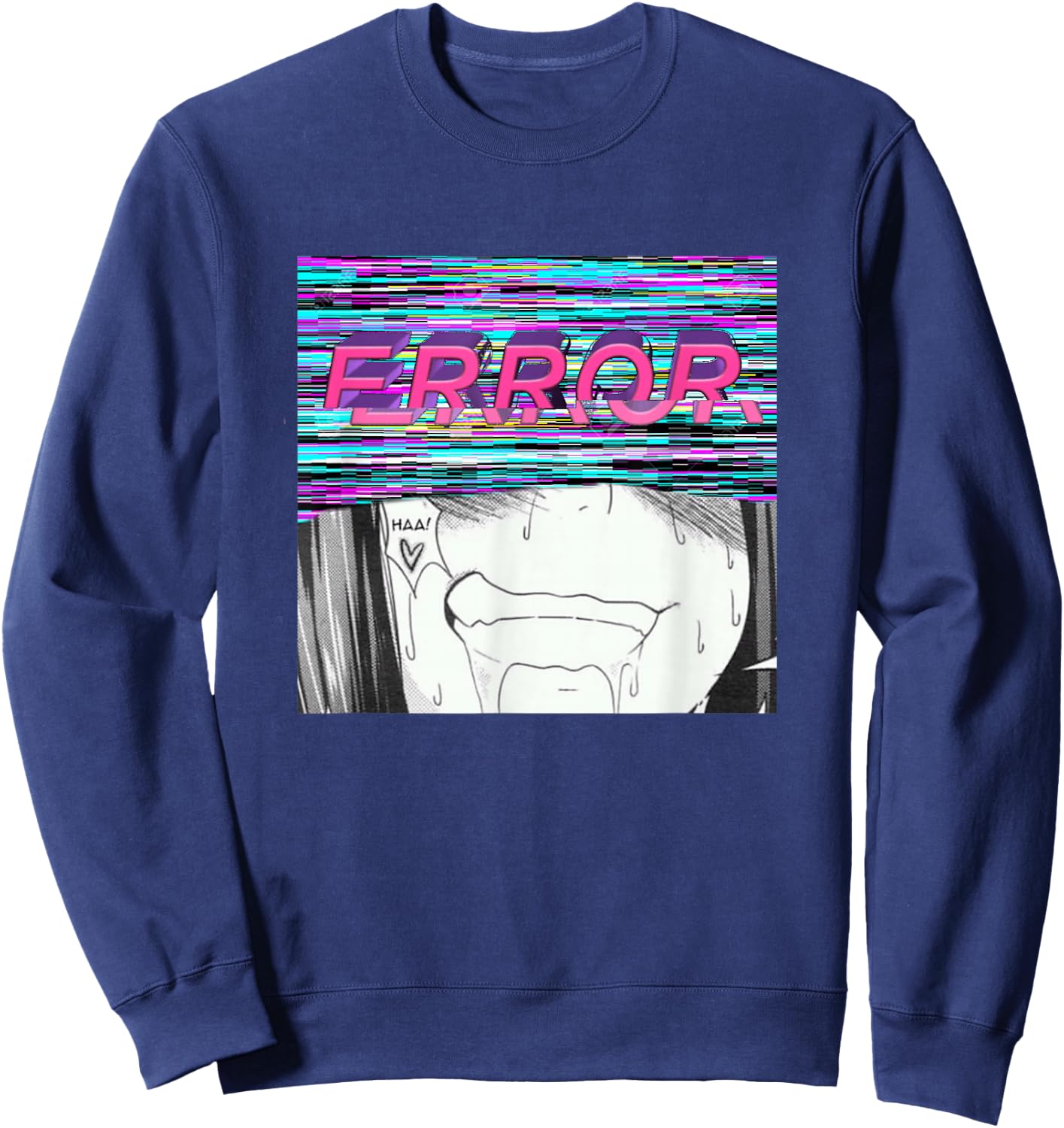 Error Vaporwave Ahegao Kink Doujinshi Hentai Ecchi Edit Sweatshirt - Sweatshirt | Navy