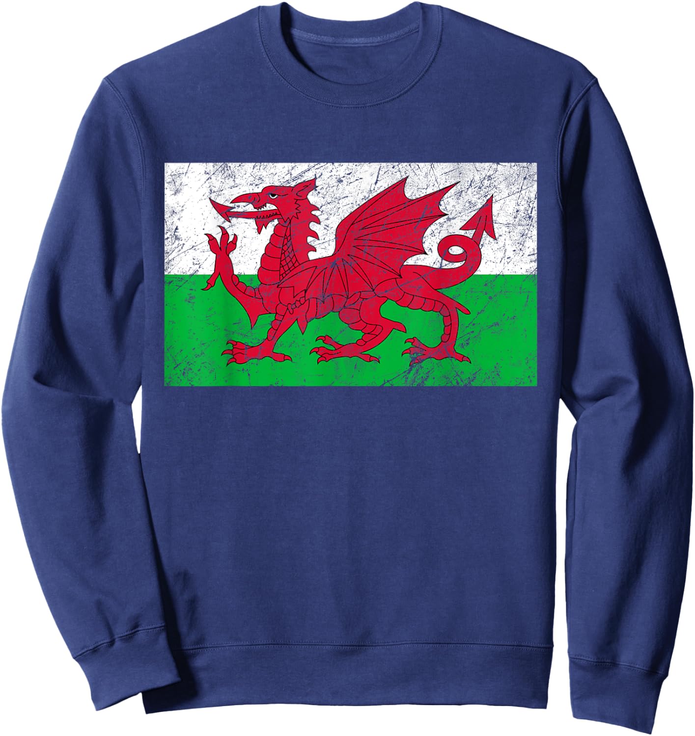 Wales Dragon Flag Welsh Retro Cymru Medieval Sweatshirt - Sweatshirt | Navy