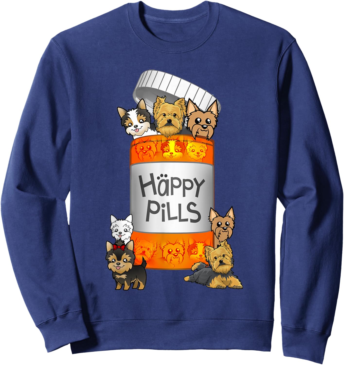 Yorkie Happy Pills Sweatshirt - Sweatshirt | Navy