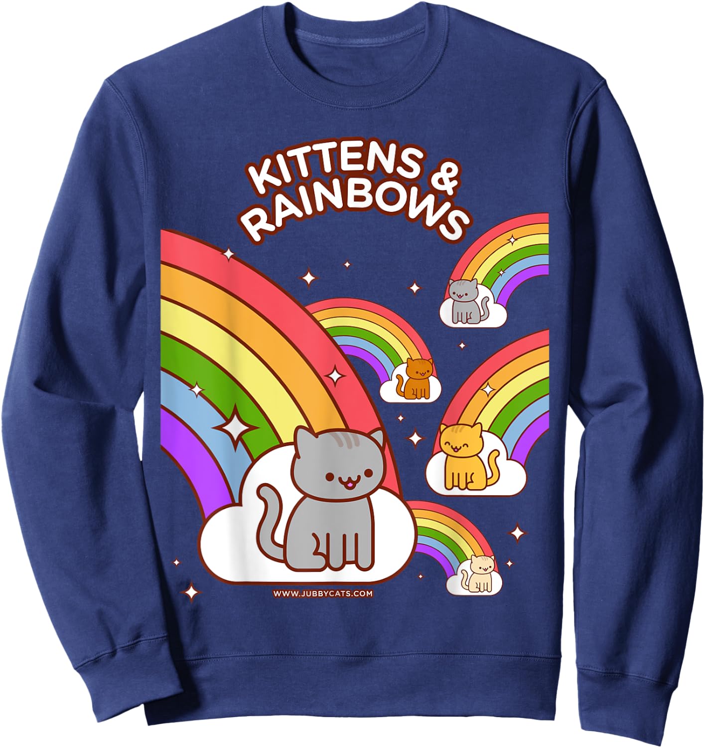 Kawaii Cat - Kittens & Rainbows Sweatshirt - Sweatshirt | Navy
