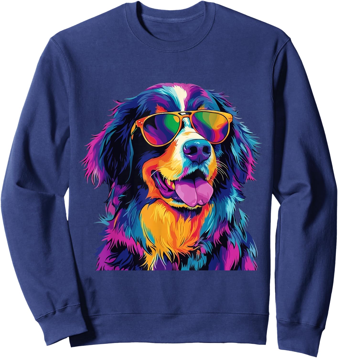 Bernese Mountain Dog Sunglasses Pop Art Funny Mountain Dog Men Women Girls Kids Sweatshirt - Sweatshirt | Navy