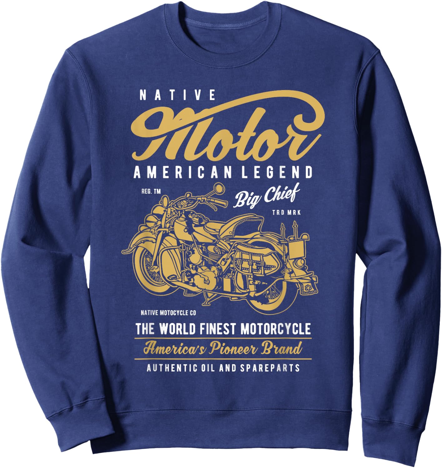 Retro Vintage American Motorcycle Indian for Old Biker Gifts Sweatshirt - Sweatshirt | Navy