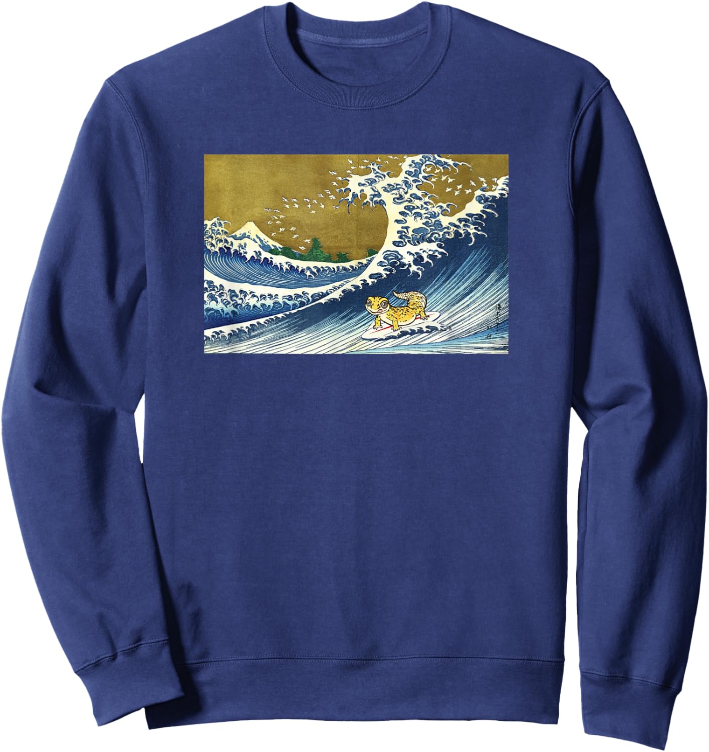 Cute Kids Retro Vintage Reptile Surfing Leopard Gecko Lover Sweatshirt - Sweatshirt | Navy