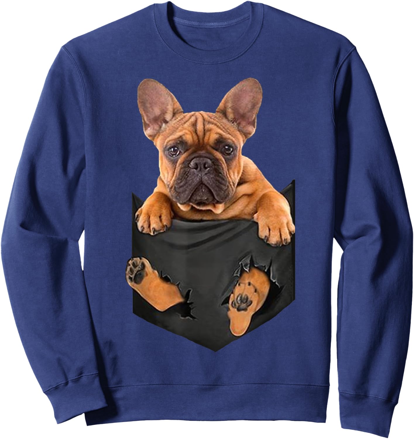 French Bulldog In a Pocket Mid T Shirt, Dog Inside Me Sweatshirt - Sweatshirt | Navy