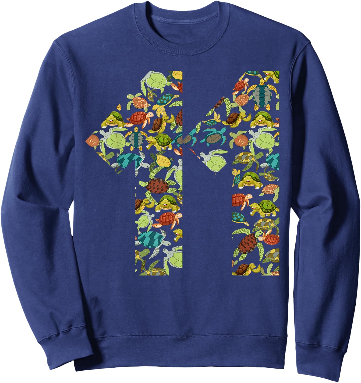 Funny 11 Tortoise Ocean Sea Turtle 11th Bday 11 Years Old Sweatshirt - Sweatshirt | Navy