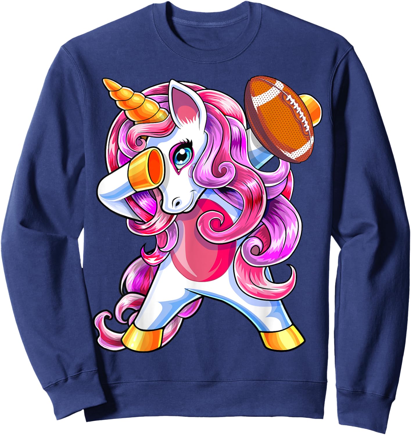 Dabbing Unicorn Football Shirt Unicorn Football Gift Girls Sweatshirt - Sweatshirt | Navy