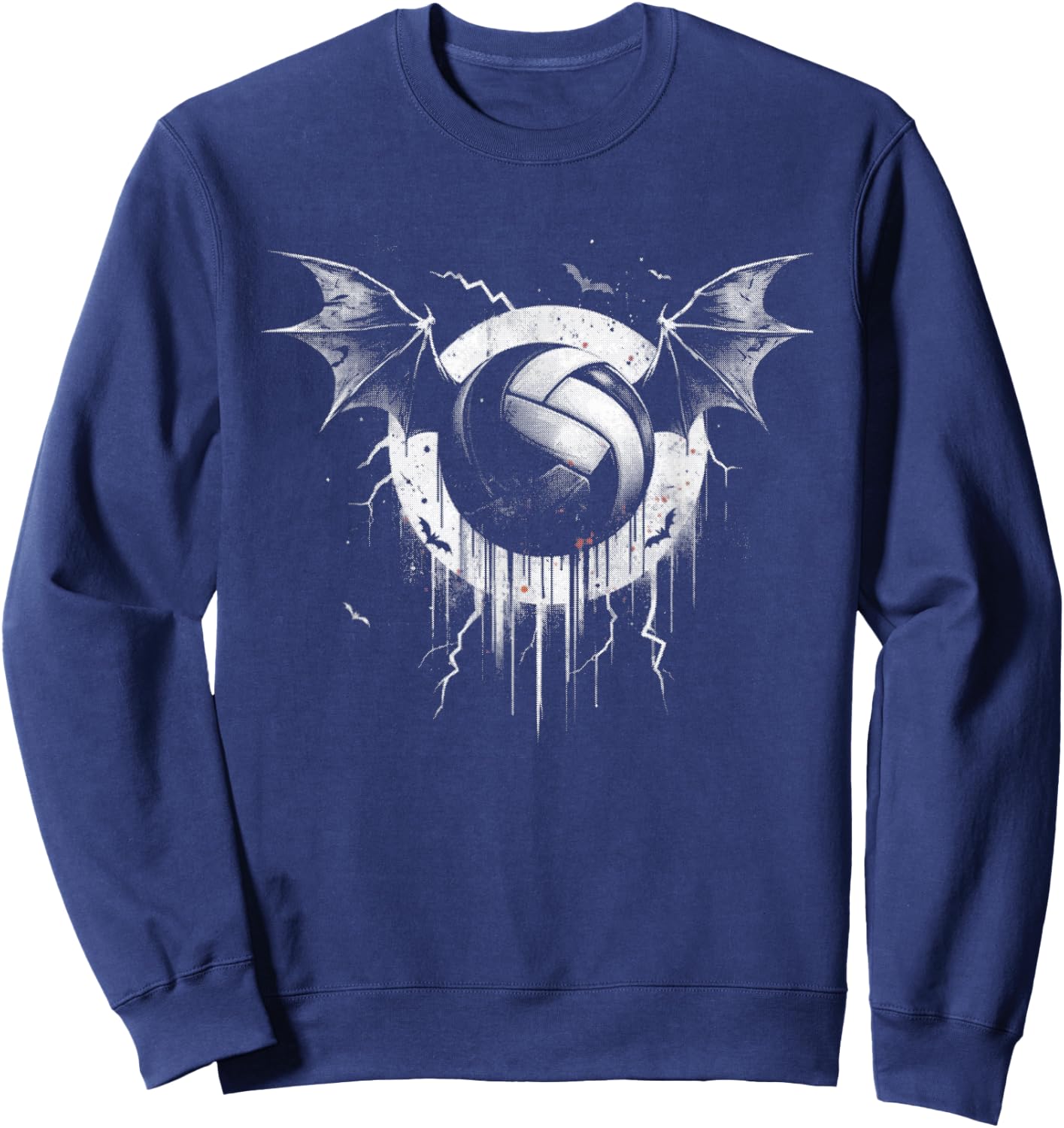 Volleyball Bat - Funny Creepy Volleyball Bat Halloween Lover Sweatshirt - Sweatshirt | Navy