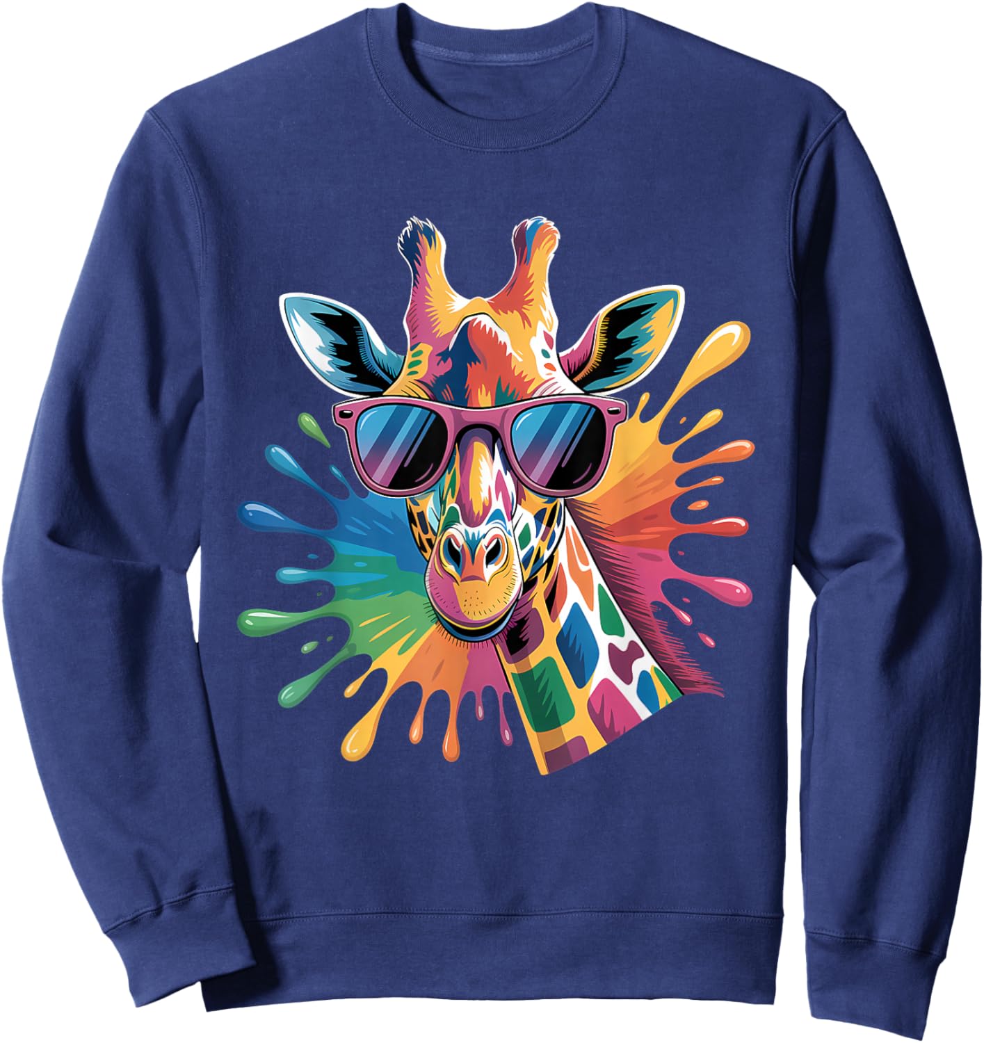 Giraffe Sunglasses Funny Giraffe Lover Safari Animal Animal Sweatshirt - Sweatshirt | Navy