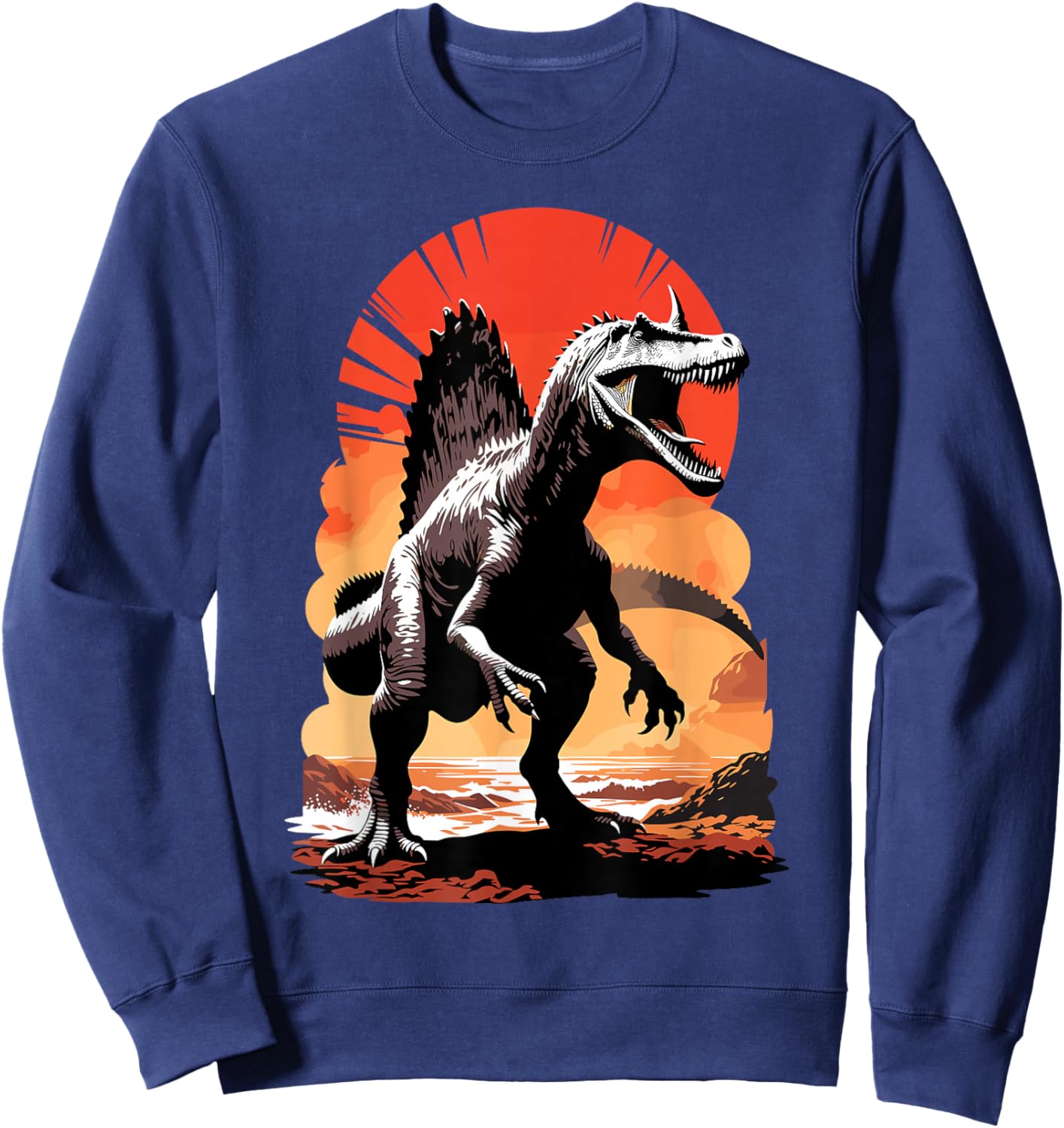 Spinosaurus Mirabilis Horned New Dinosaur Species Graphic Sweatshirt - Sweatshirt | Navy