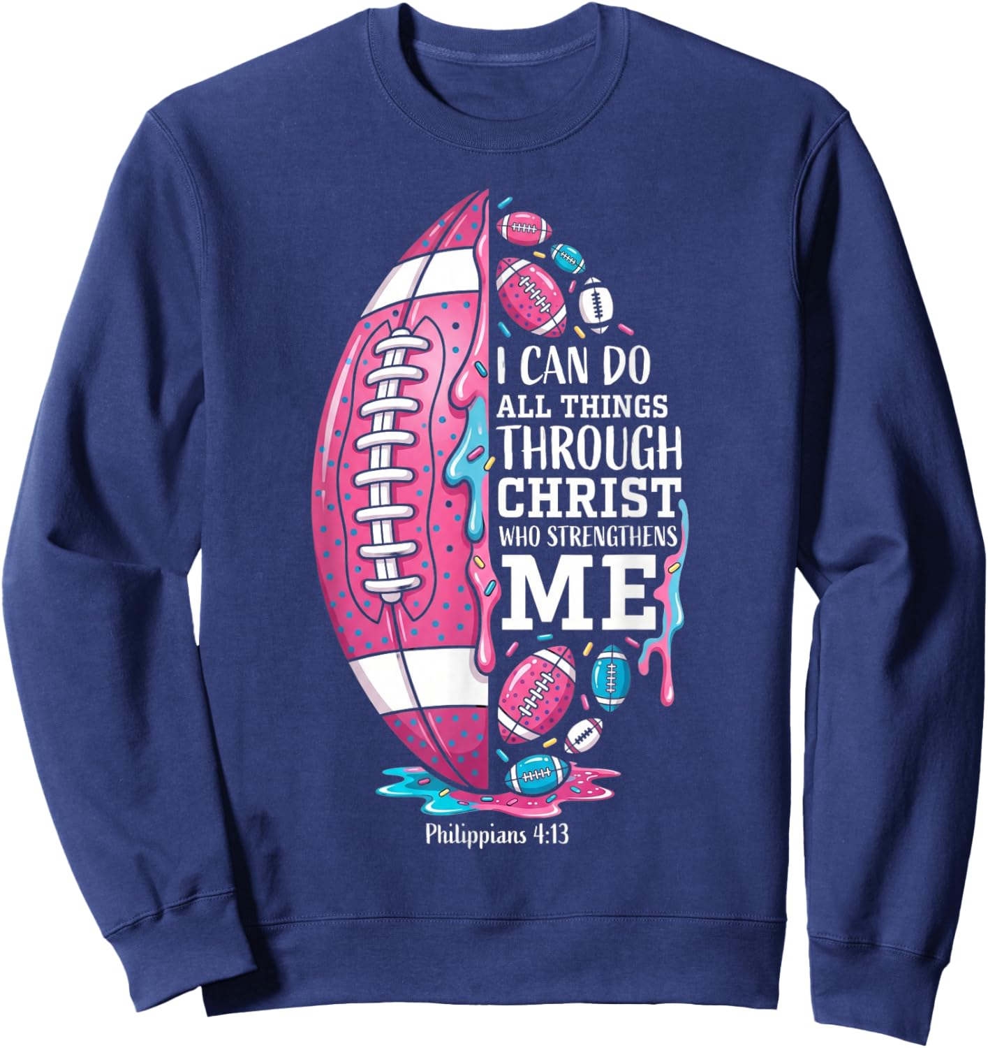Christian Football Drip for Boys Ice Cream Drip Religious Sweatshirt - Sweatshirt | Navy