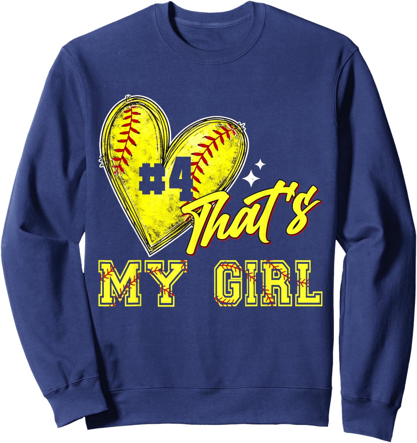 Softball Mom Dad That's My Girl Jersey Number 4 Game Day Sweatshirt - Sweatshirt | Navy