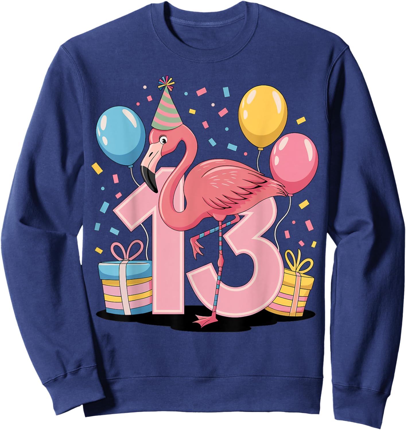 Flamingo 13th birthday boy girl 13 years old Flamingo Sweatshirt - Sweatshirt | Navy