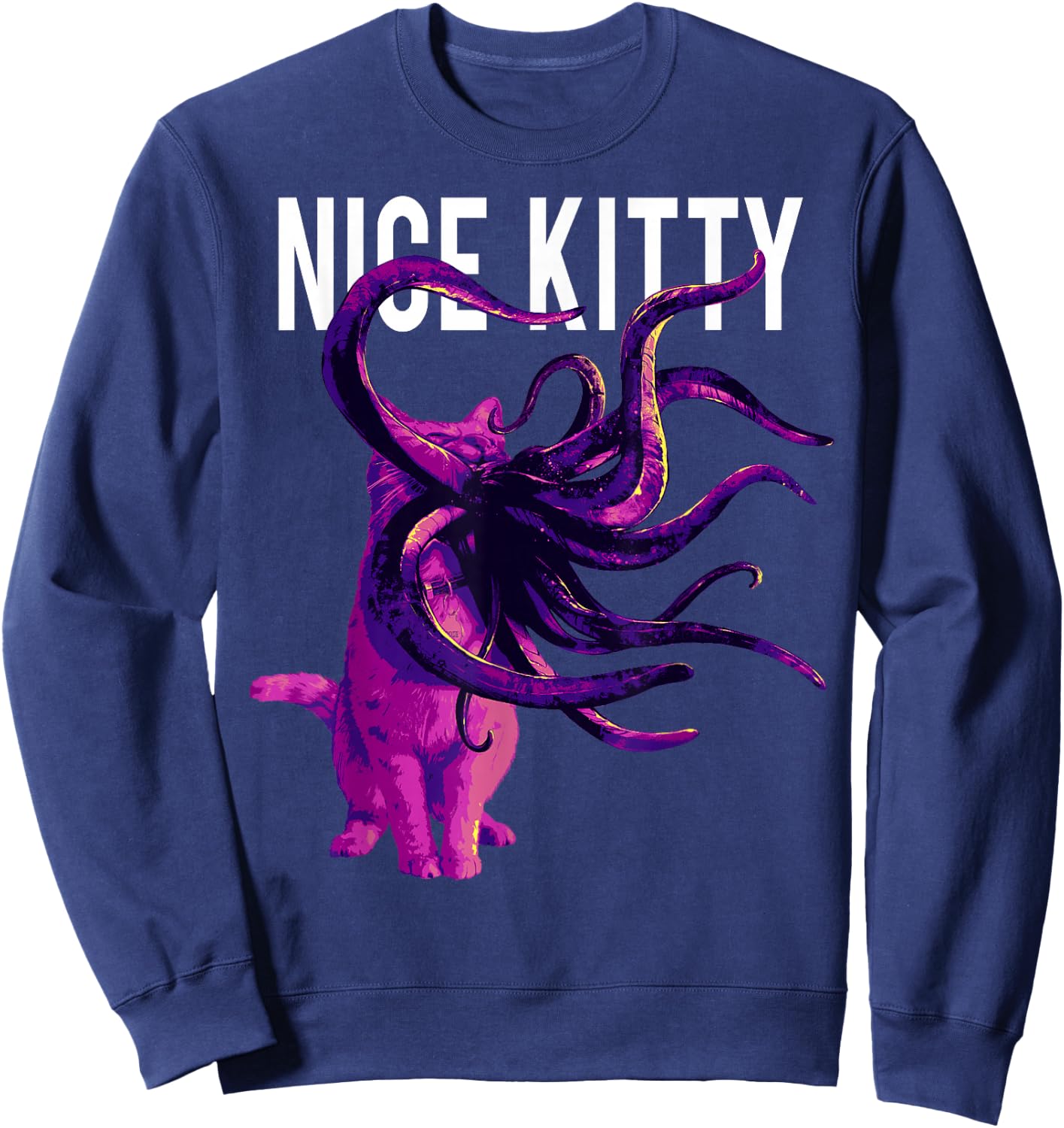 Captain Marvel Goose Nice Kitty Tentacle Neon Portrait Sweatshirt - Sweatshirt | Navy