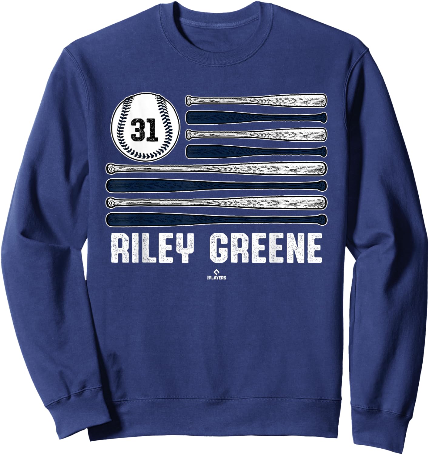 Baseball American Flag Riley Greene Detroit Baseball MLBPA Sweatshirt - Sweatshirt | Navy