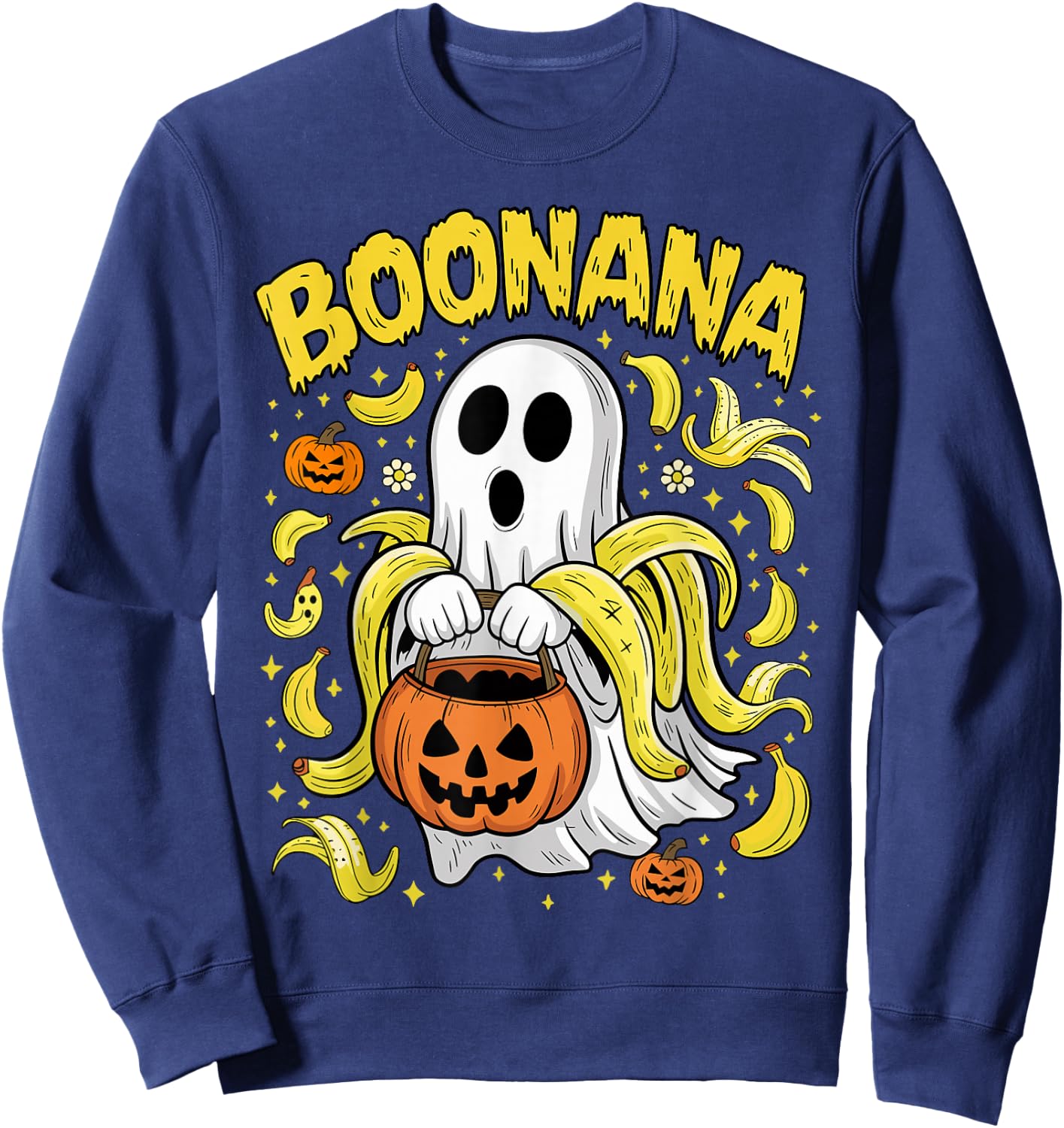 Boonana Cute Ghost Banana Ghost Food Halloween Costume Sweatshirt - Sweatshirt | Navy
