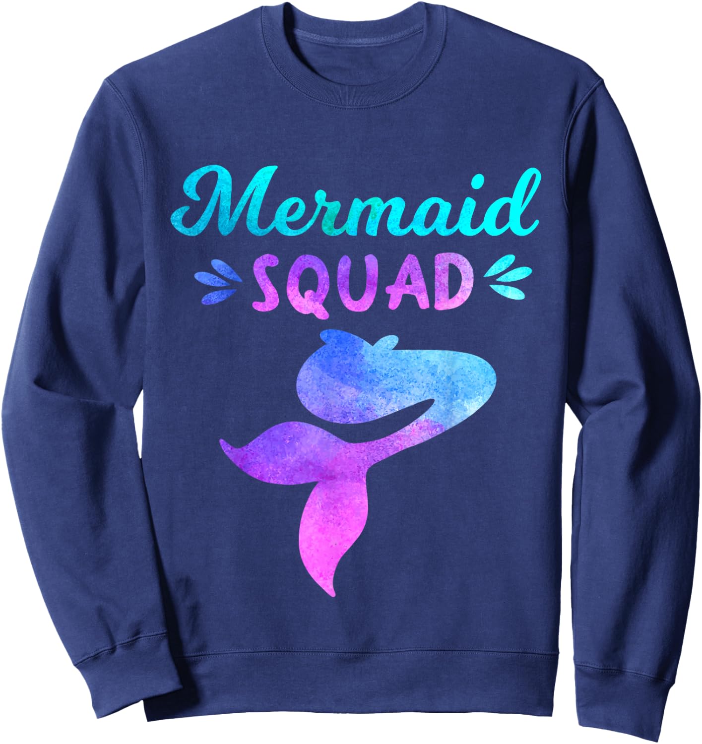 Mermaid Squad, Cute Matching Family Birthday Party Sweatshirt - Sweatshirt | Navy