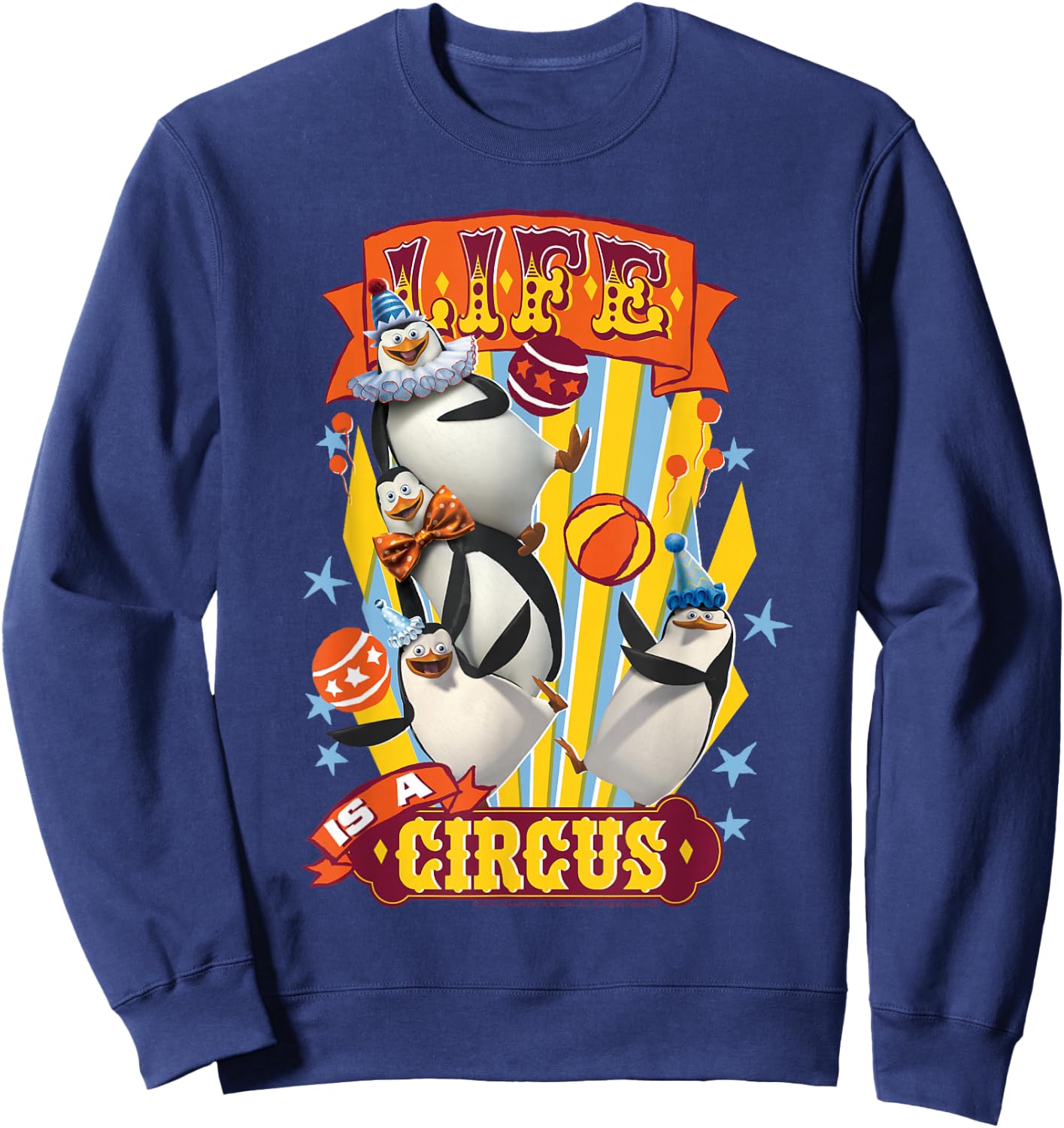 Madagascar Penguin's Life Is a Circus Tex Poster Sweatshirt - Sweatshirt | Navy