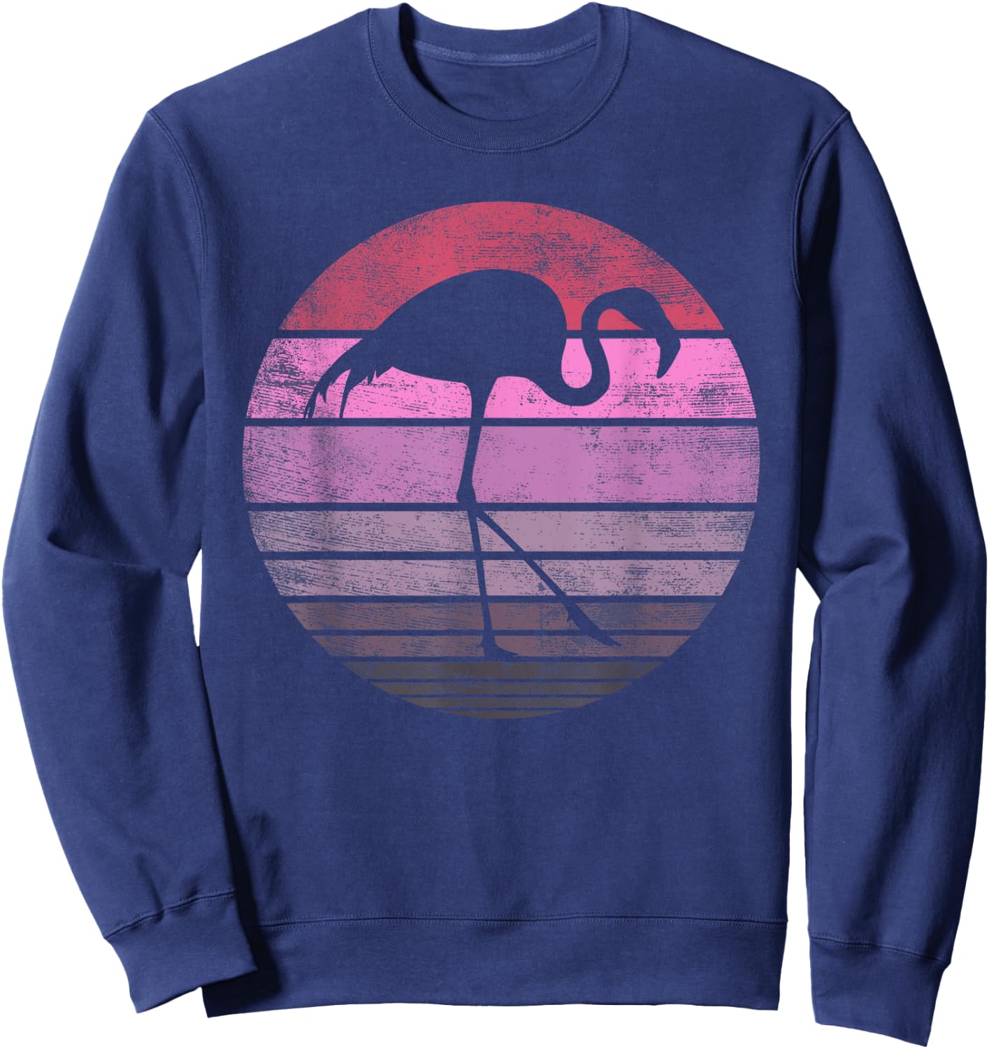 Pink Flamingo Lover Gifts Bird Vintage Animal Silhouette Sweatshirt - Sweatshirt | Navy
