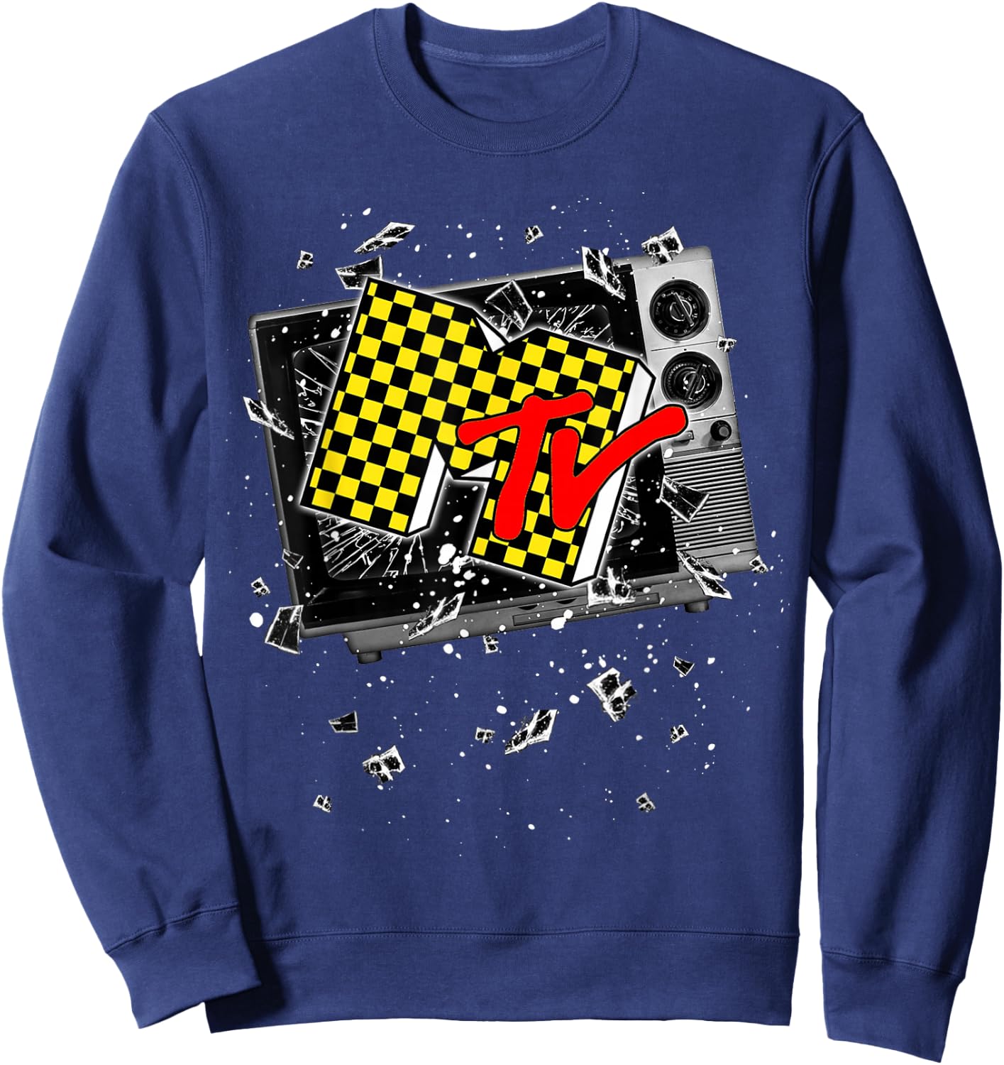 MTV Checker Board Breaking Tv Sweatshirt - Sweatshirt | Navy