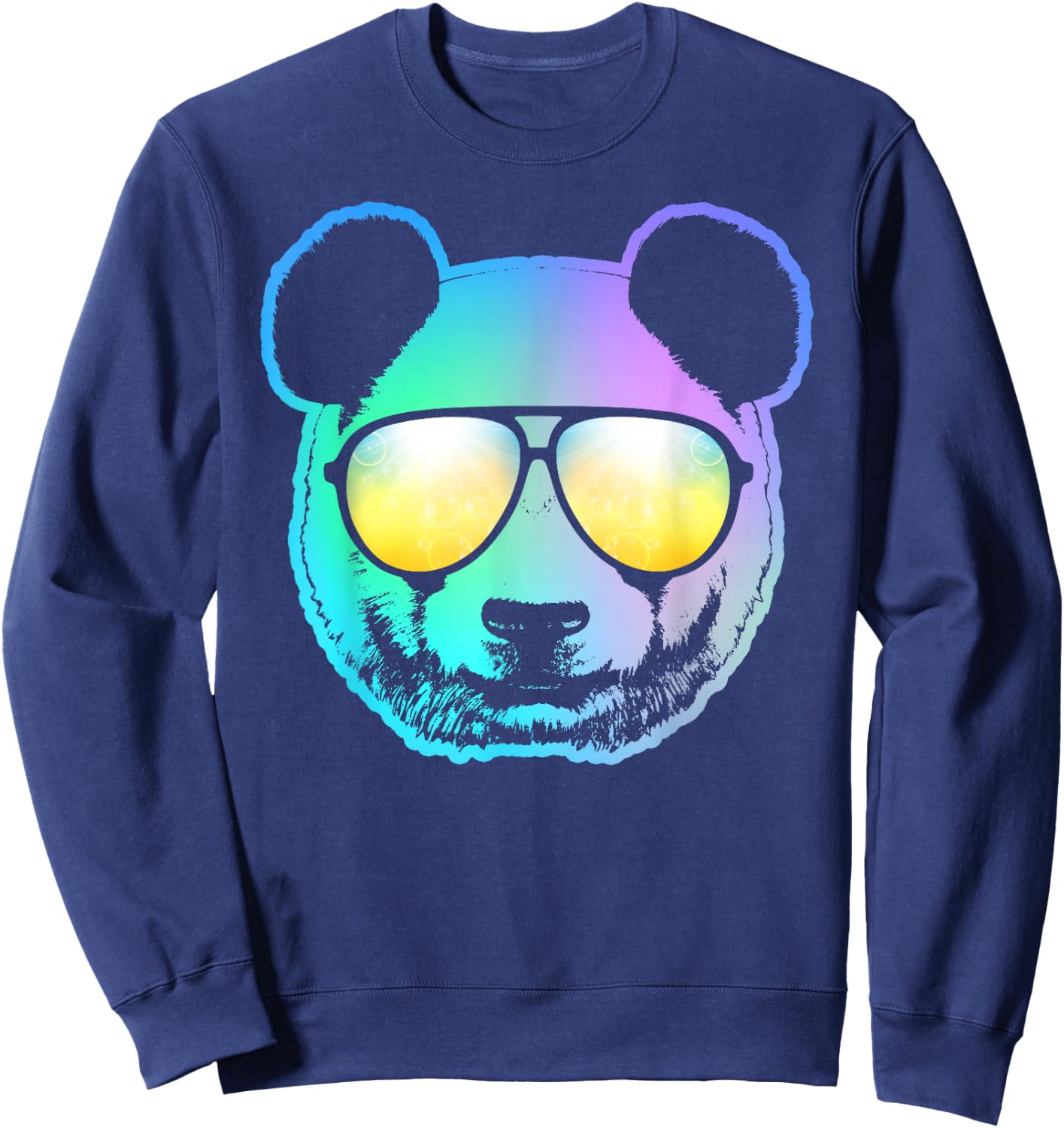 Panda Neon Bear Face Sweatshirt - Sweatshirt | Navy