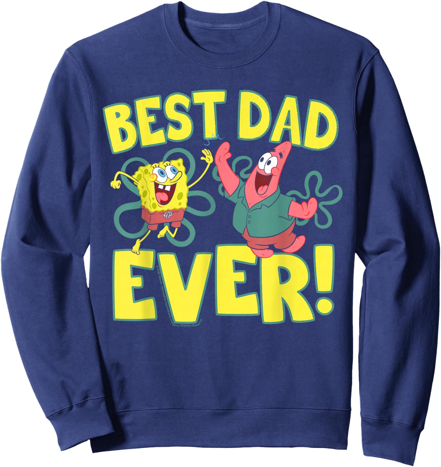 Spongebob Squarepants Father's Day Best Dad Ever Sweatshirt - Sweatshirt | Navy