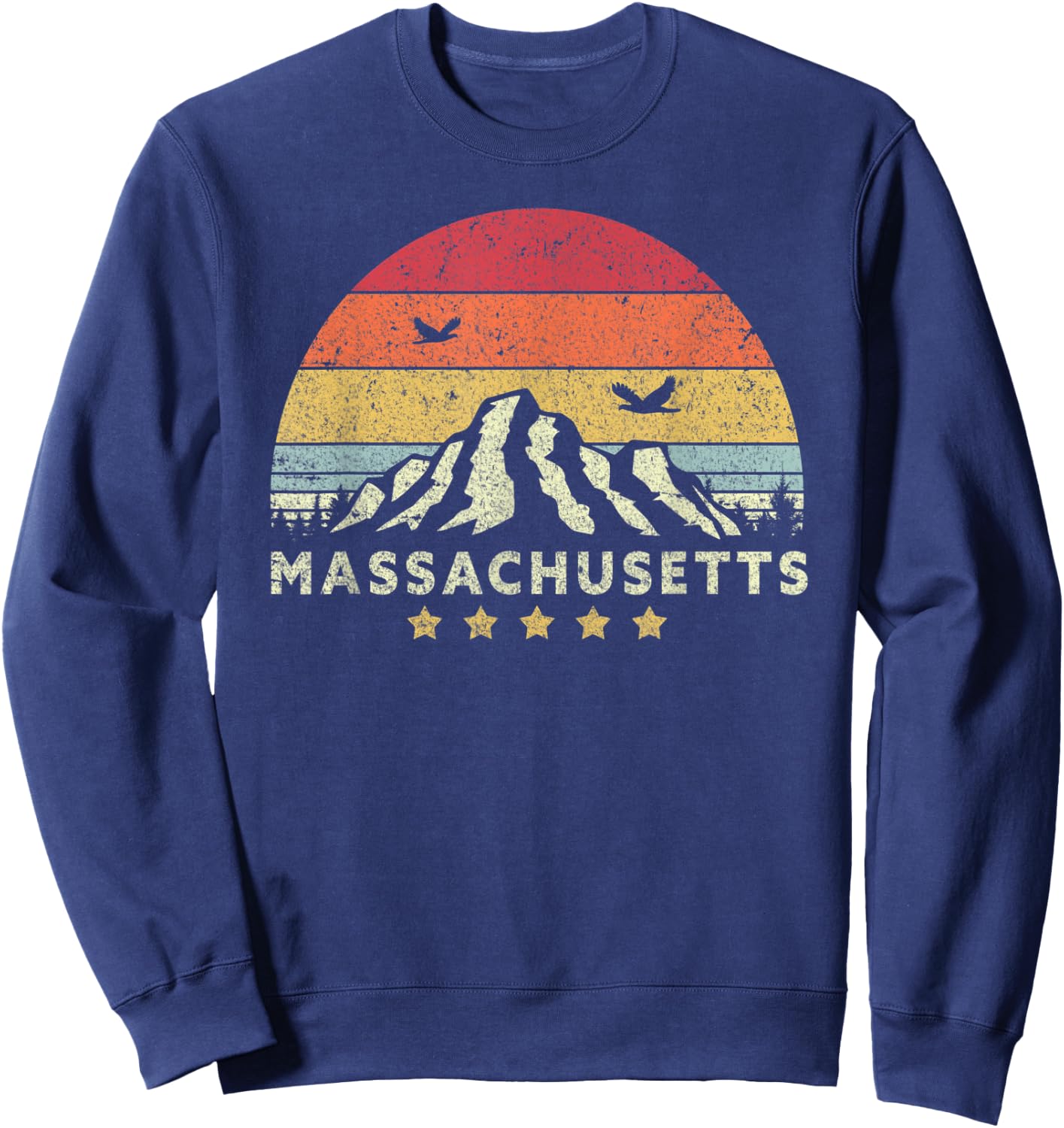 Massachusetts Shirt. Retro Style MA, USA Sweatshirt - Sweatshirt | Navy