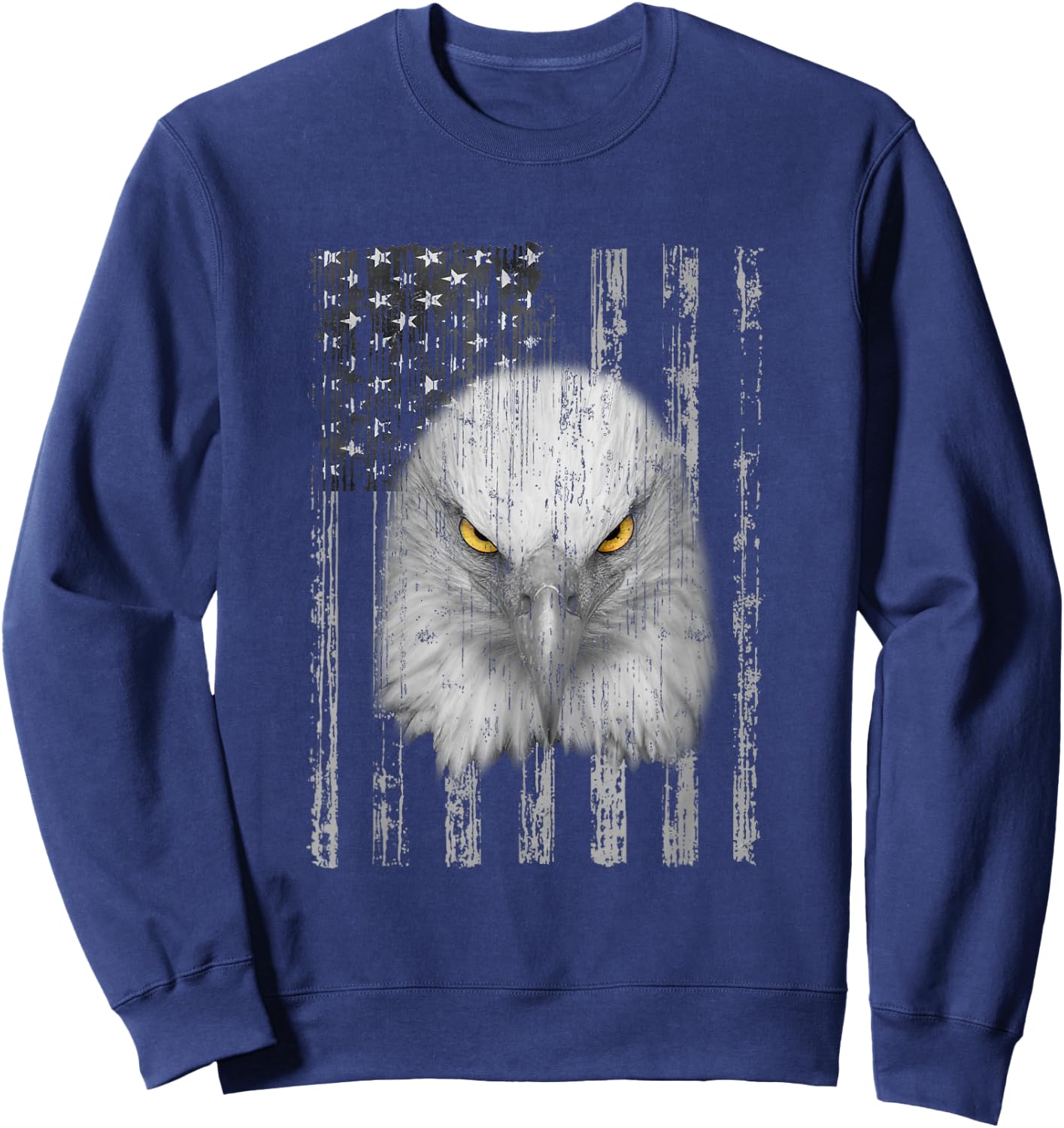 USA Flag with American Bald Eagle Eyes Shirt Patriotic Sweatshirt - Sweatshirt | Navy