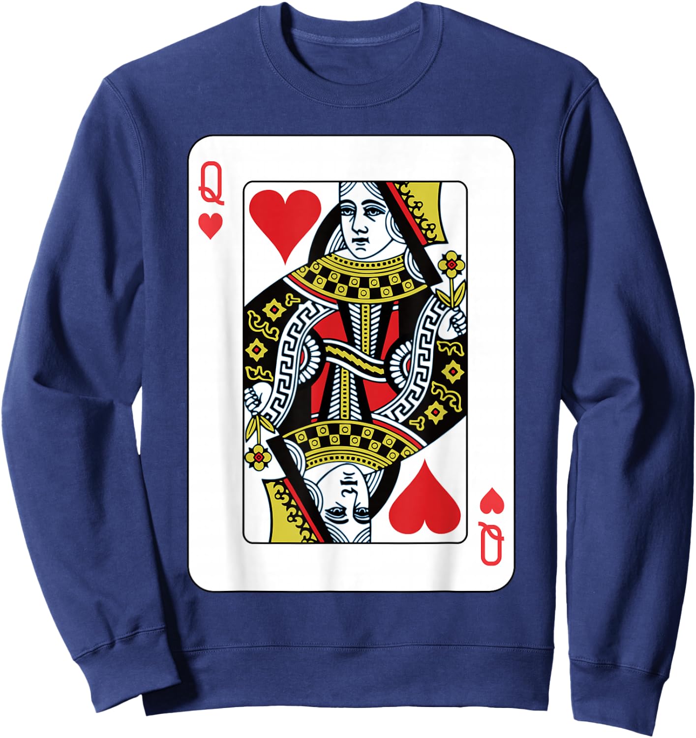 Queen of the Hearts Playing Card Poker Sweatshirt - Sweatshirt | Navy