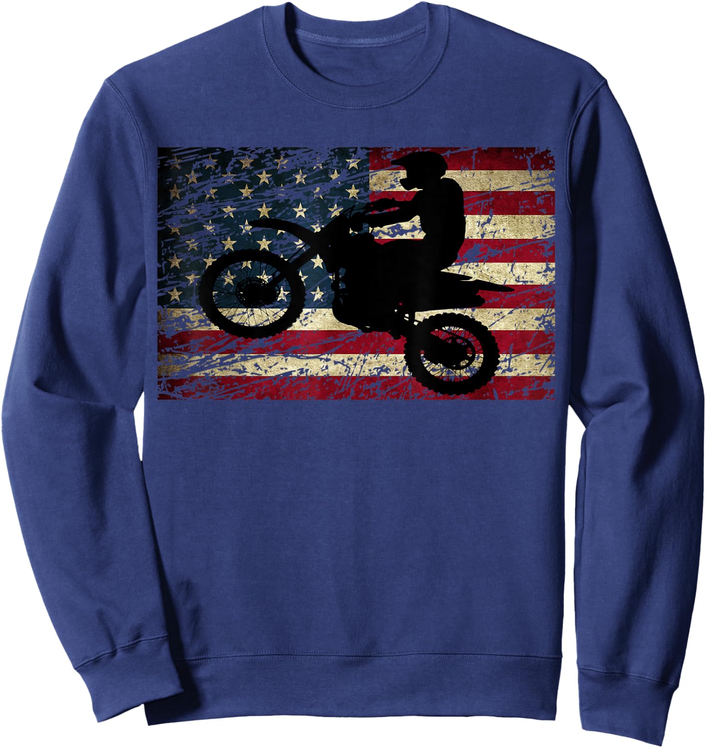 Dirt Bike USA Flag Motocross American Flag Shirt Sweatshirt - Sweatshirt | Navy