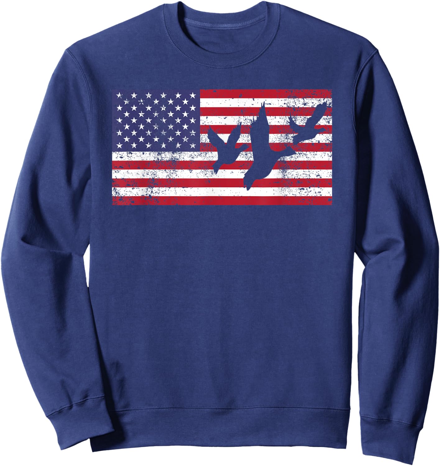 Duck Hunting Shirt American Flag USA 4th of July Gift Sweatshirt - Sweatshirt | Navy