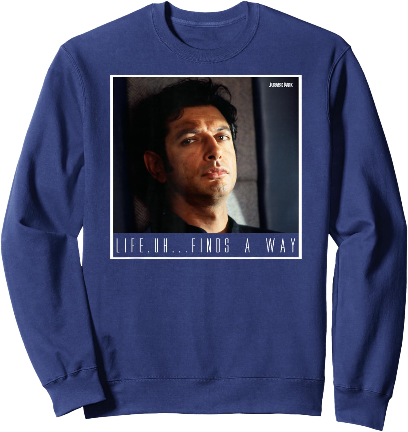 Jurassic Park Ian Malcolm Life Finds A Way Graphic Sweatshirt - Sweatshirt | Navy
