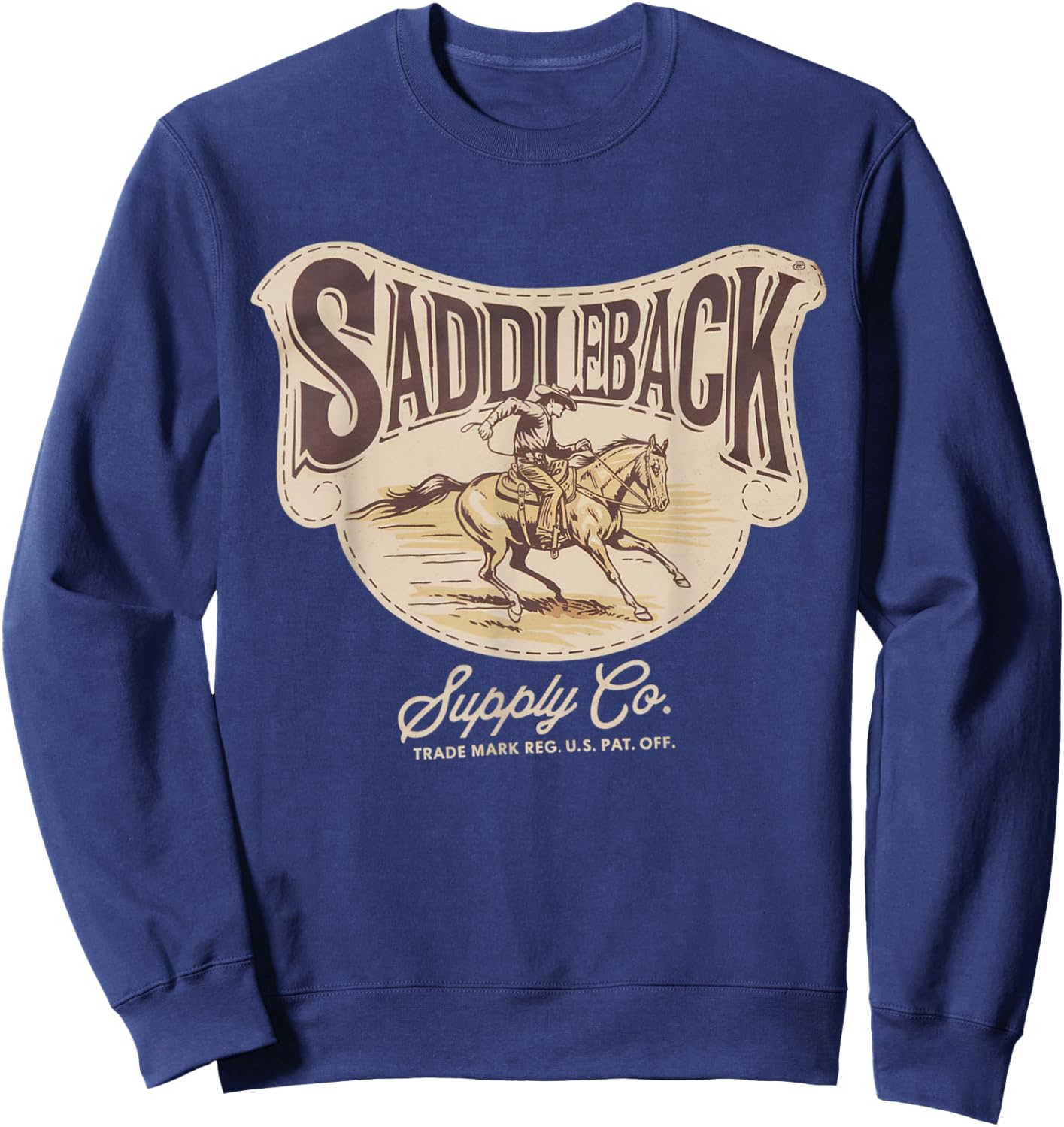 "Come On Now!" Vintage Western Cowboy Lightweight Graphic Sweatshirt - Sweatshirt | Navy