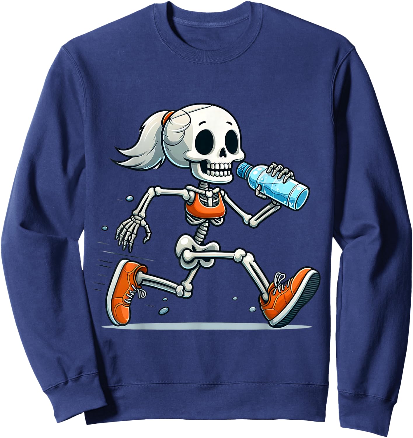 Running Skeleton Halloween Costume Spooky Runners Lover Sweatshirt - Sweatshirt | Navy