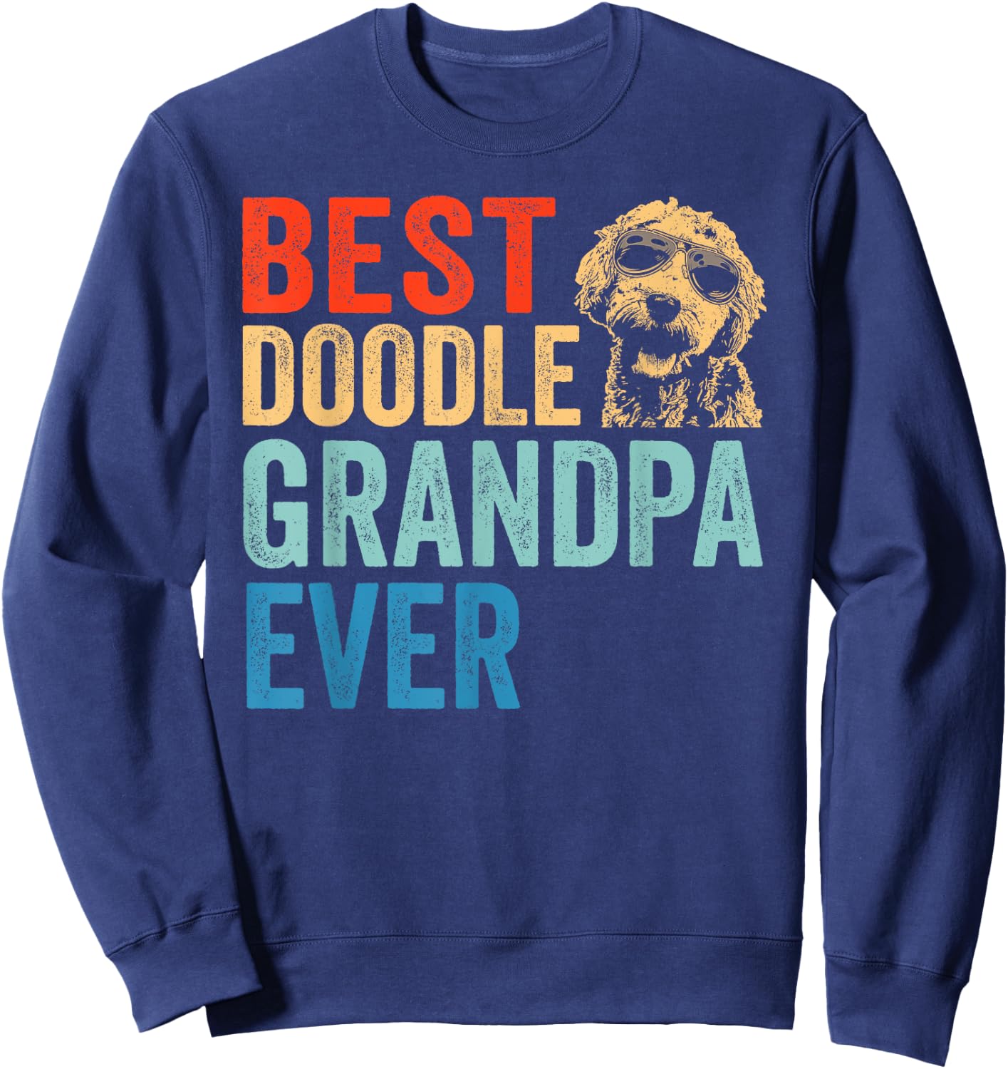 Best Doodle Grandpa Ever Vintage Goldendoodle Gift Sweatshirt - Sweatshirt | Navy