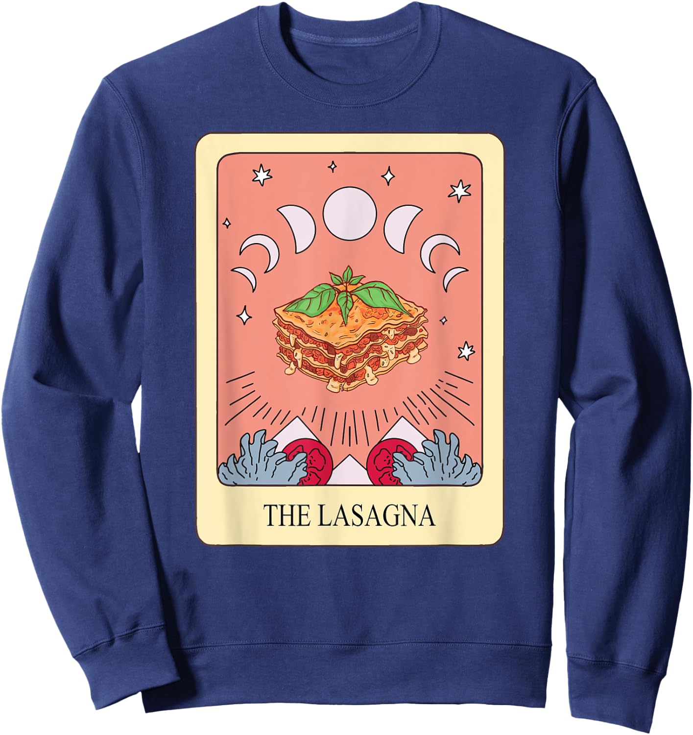 Lasagna Tarot Card Shirt Funny Lasagna Lover Tarot Fan Sweatshirt - Sweatshirt | Navy