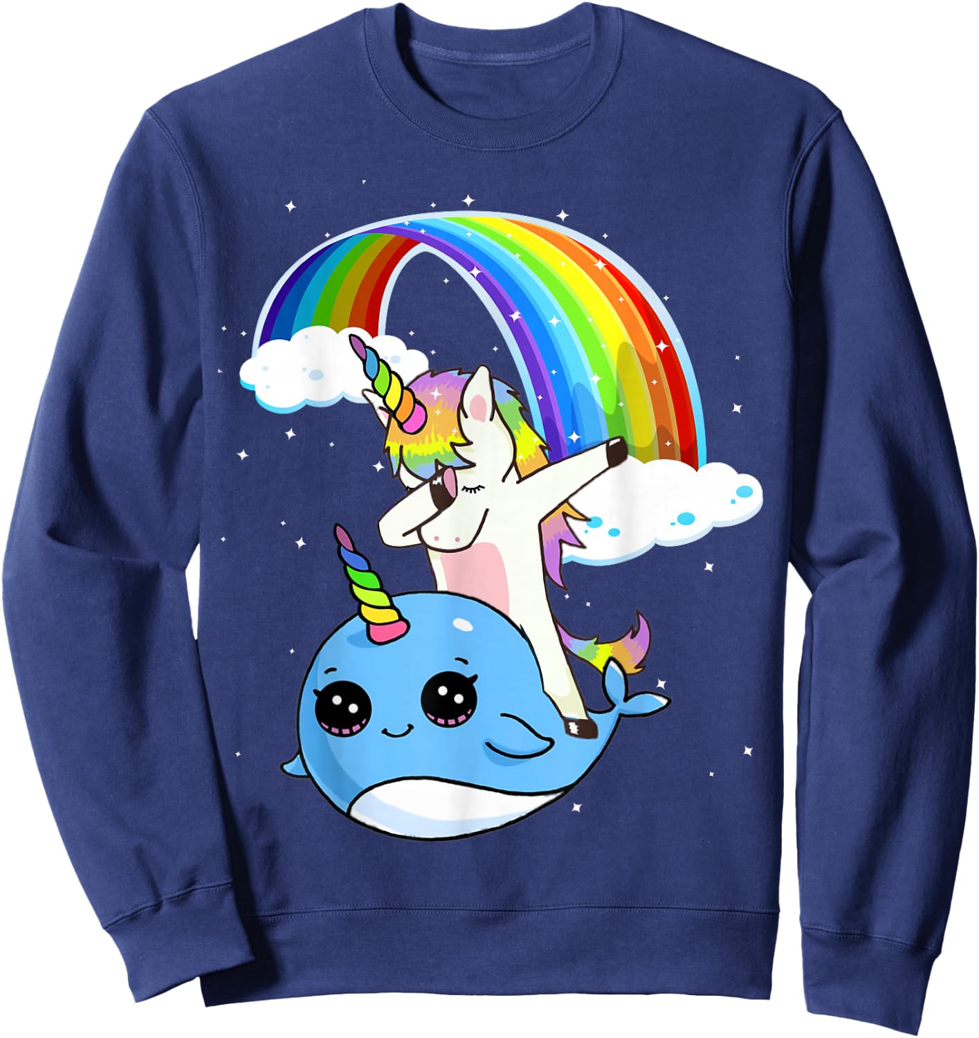 Unicorn Narwhal Shirt Dabbing Unicorn Narwhal Rainbow Sweatshirt - Sweatshirt | Navy