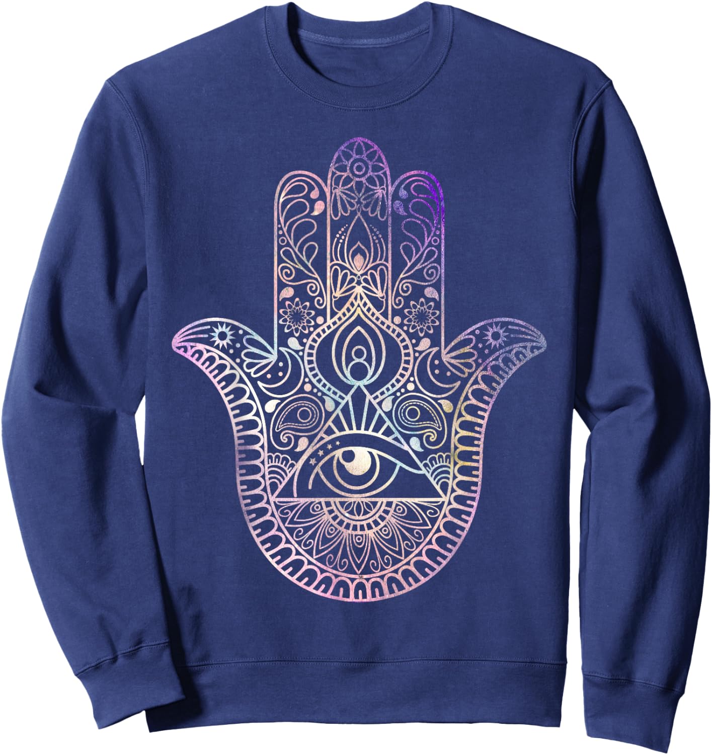 Hamsa Yoga Meditation Spiritual Sweatshirt - Sweatshirt | Navy