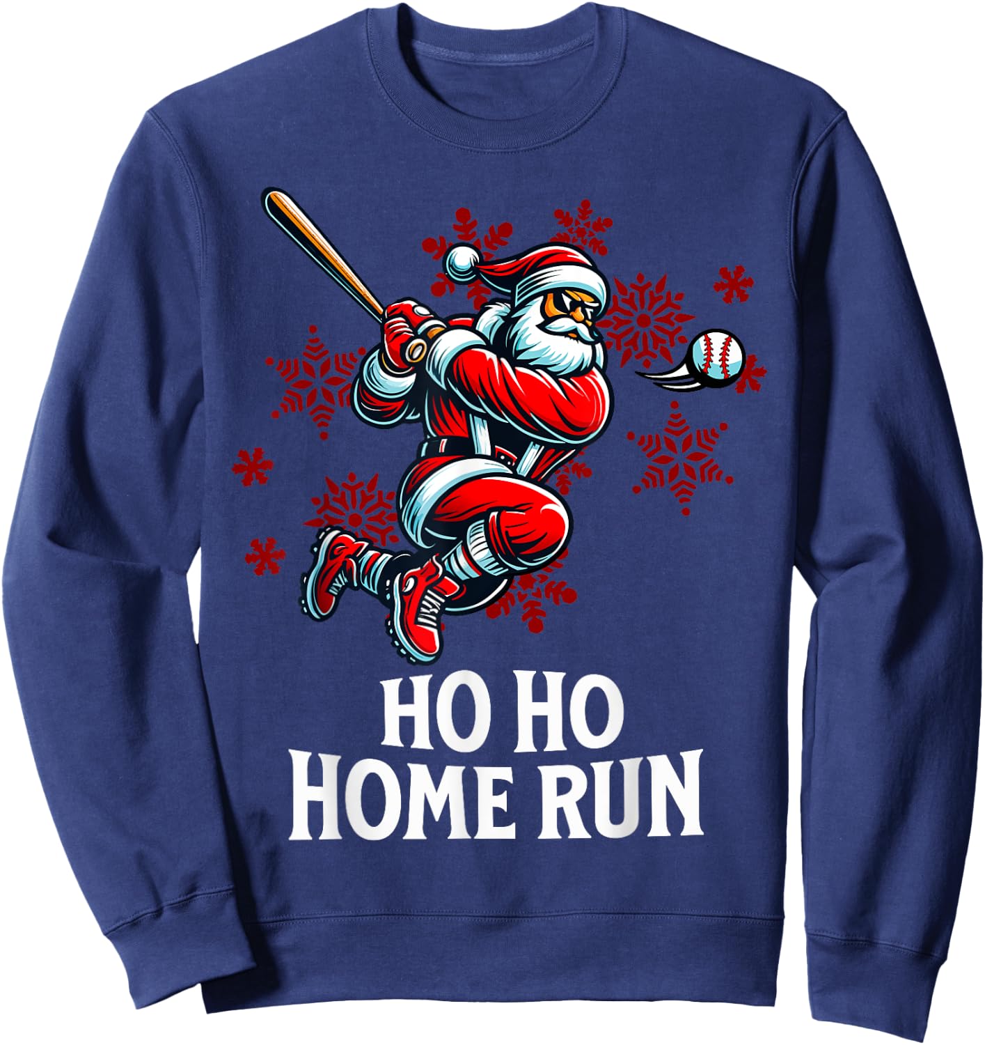 Baseball Christmas, Ho Ho Homerun Men Kids Boys Santa Sports Sweatshirt - Sweatshirt | Navy