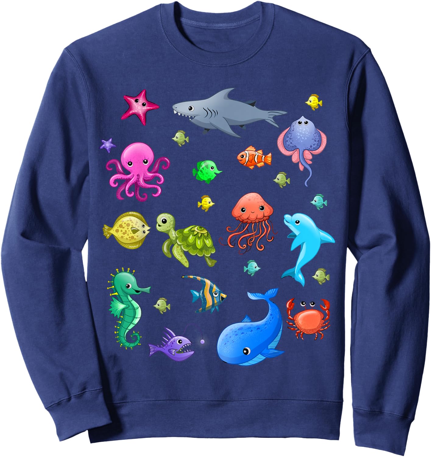 Cute Sea Animals Kids Children Ocean Creatures Clownfish Sweatshirt - Sweatshirt | Navy