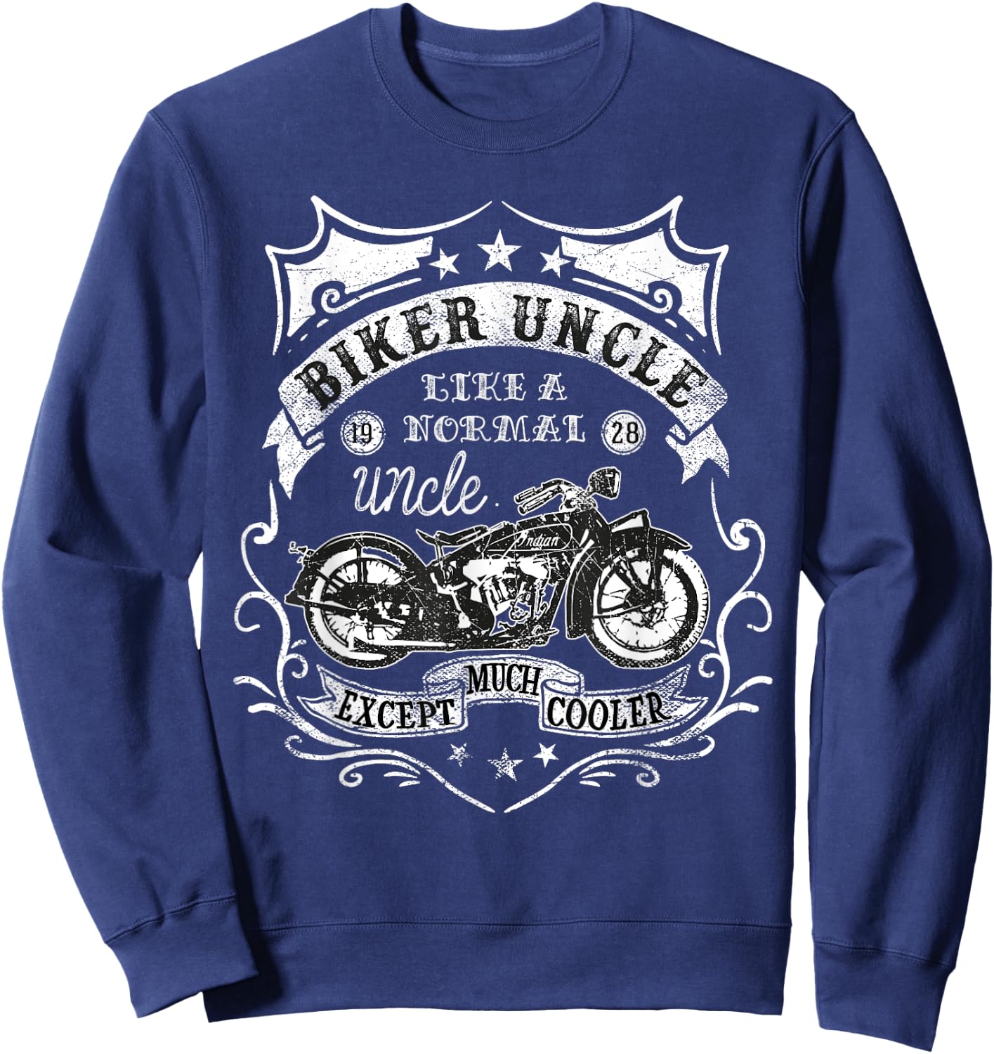 Biker Uncle Rides Motorcycles Rider Gift Sweatshirt - Sweatshirt | Navy