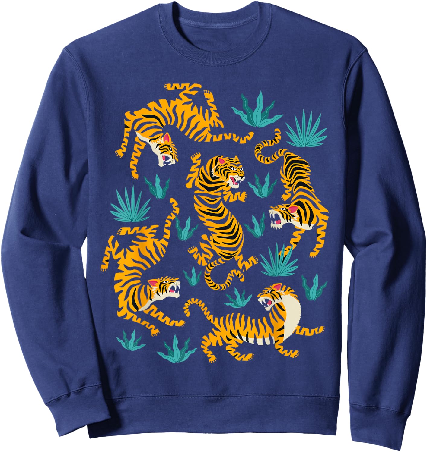 Dancing Tiger Cartoon Graphic Sweatshirt - Sweatshirt | Navy