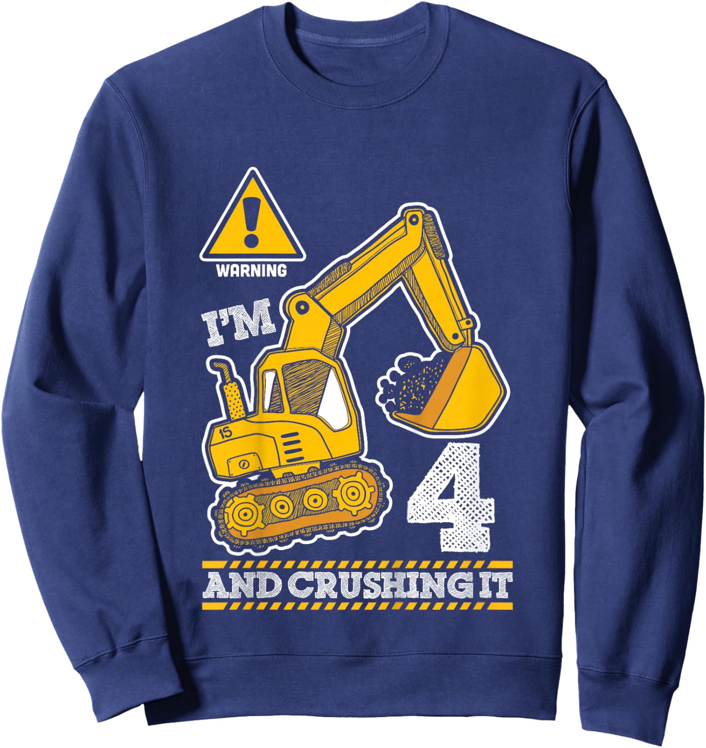 Construction Truck 4th Birthday 4 Years Old Digger Builder Sweatshirt - Sweatshirt | Navy