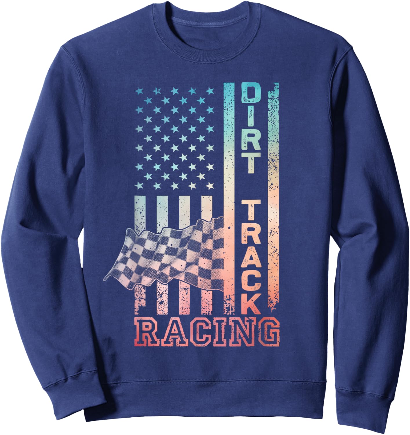 Cool Dirt Track Racing Art Women Dirt Racing Lover Sweatshirt - Sweatshirt | Navy