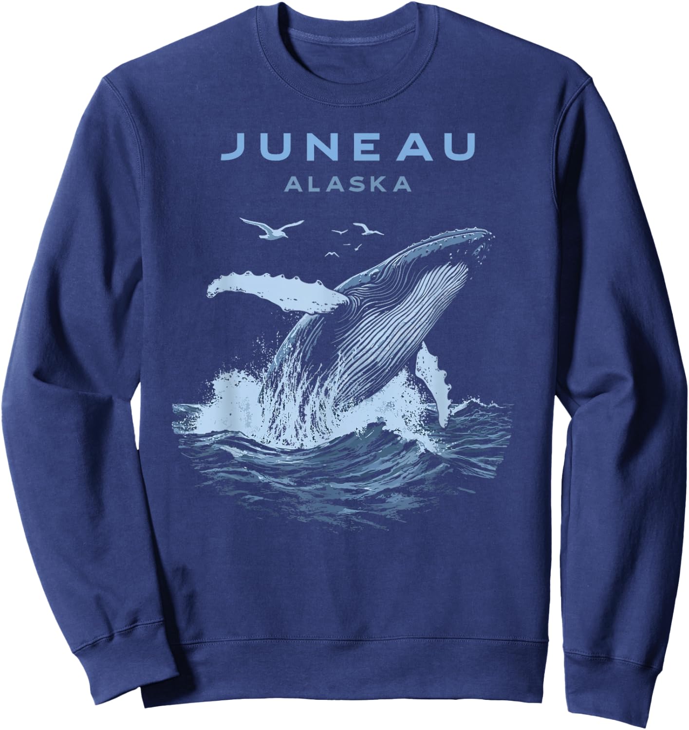 Juneau Alaska Humpback Whale Sweatshirt - Sweatshirt | Navy