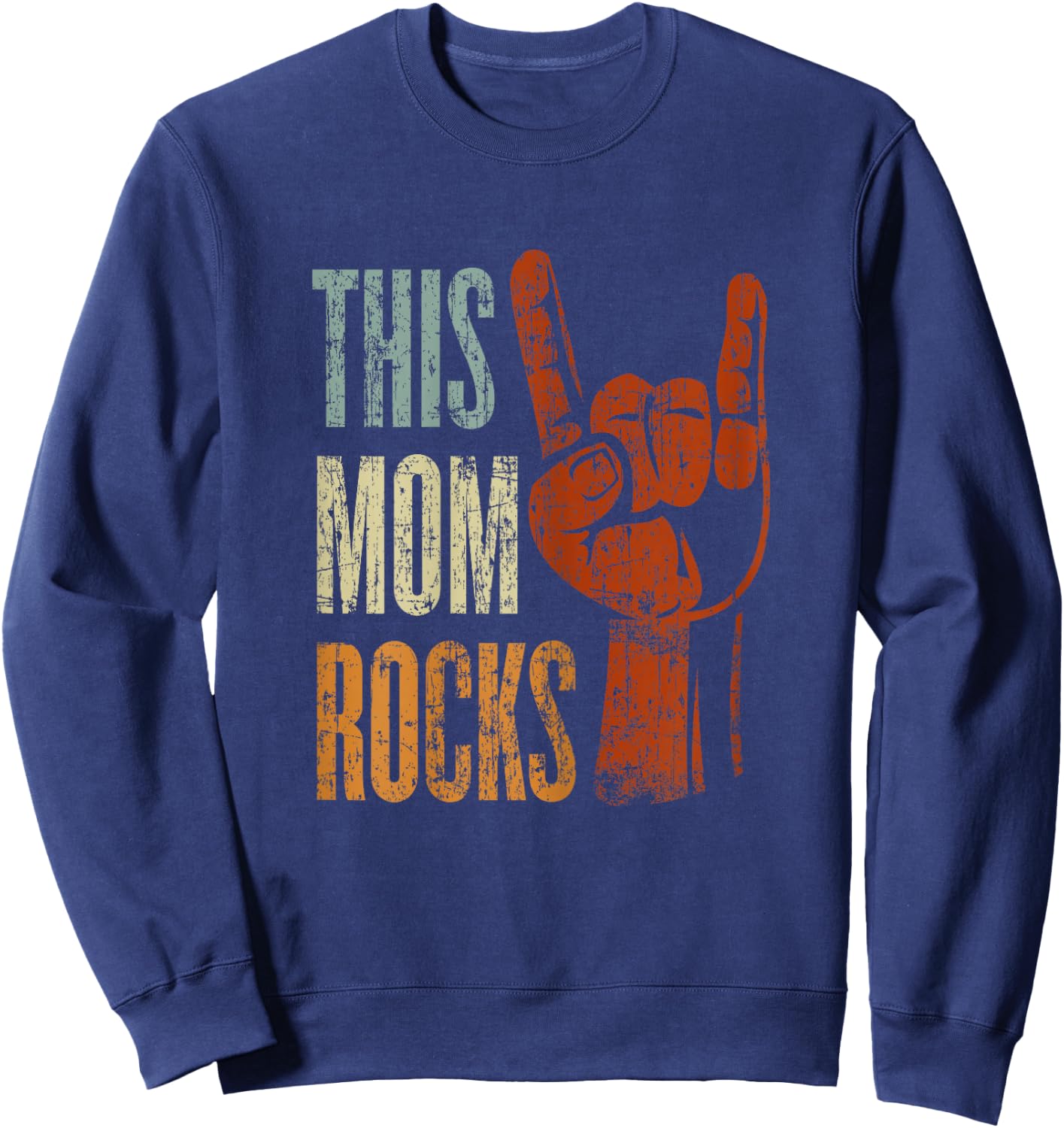 This Mom Rocks Rock n Roll Metal Gift Mother Sweatshirt - Sweatshirt | Navy