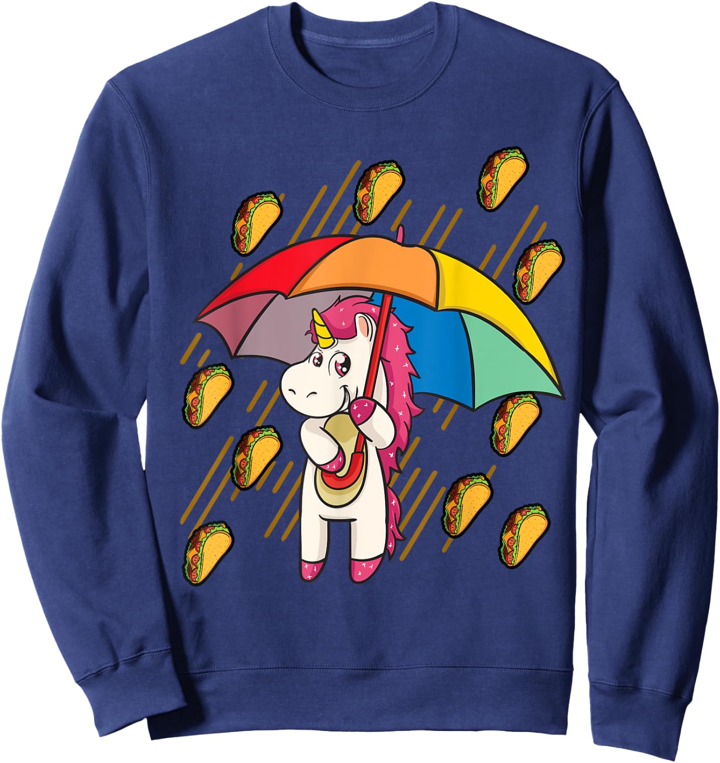 Raining Tacos Unicorn Lover Umbrella Cinco de Mayo Sweatshirt - Sweatshirt | Navy
