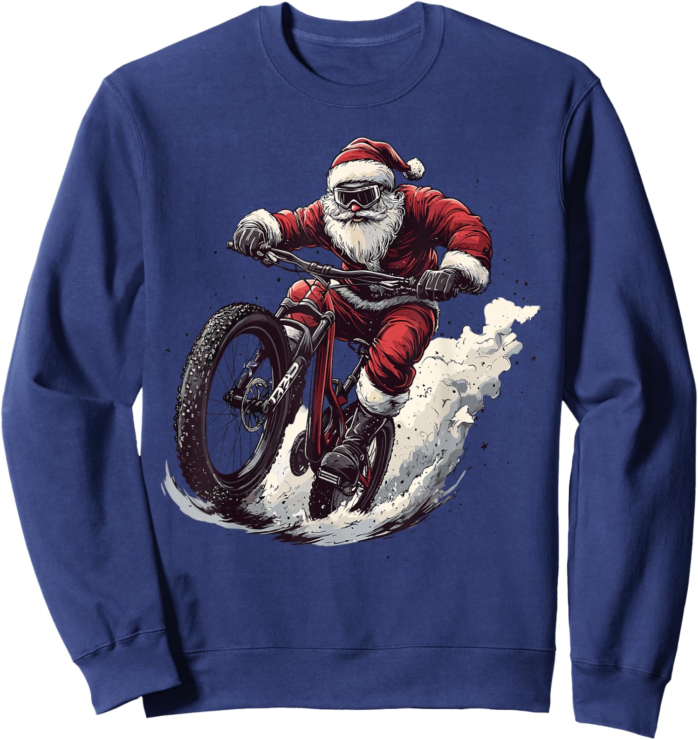 Funny BMX Lover Christmas Santa Biker Cyclist Xmas Pajama Sweatshirt - Sweatshirt | Navy